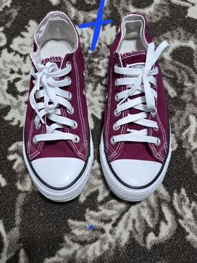 Converse Burgundy Canvas Low-Top Sneakers with White Laces